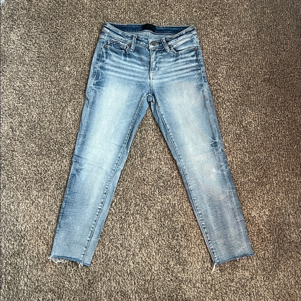 Buckle Black Mid Rise Ankle Skinnys